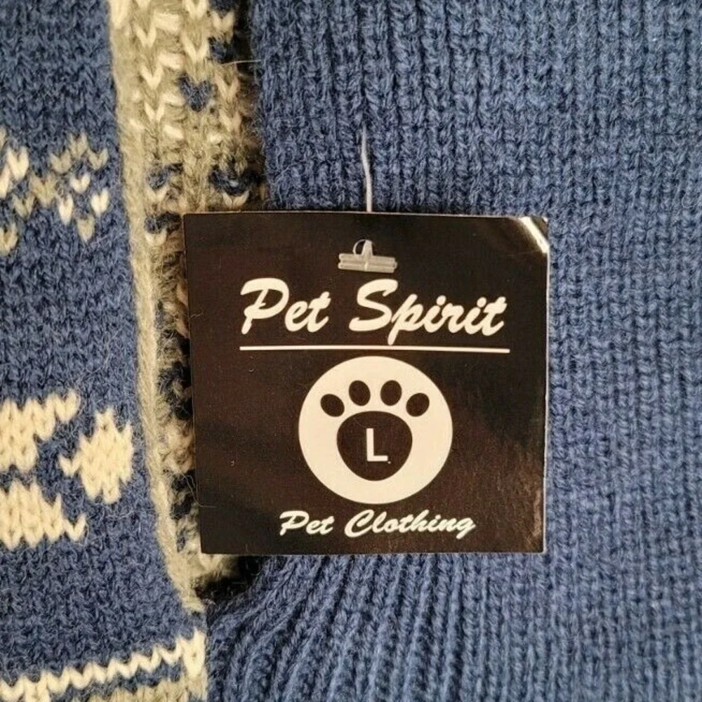 Pet Spirit Pet Clothing Coat Large Dog Fashionable Warm Blue Grey Winter Design
